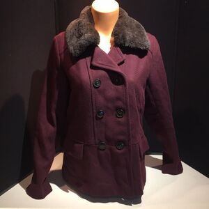 Gap Medium Sized Pea Coat with Faux Fur